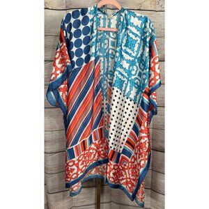 Cato Floral Americana Kimono Red White Blue One Size NWOT